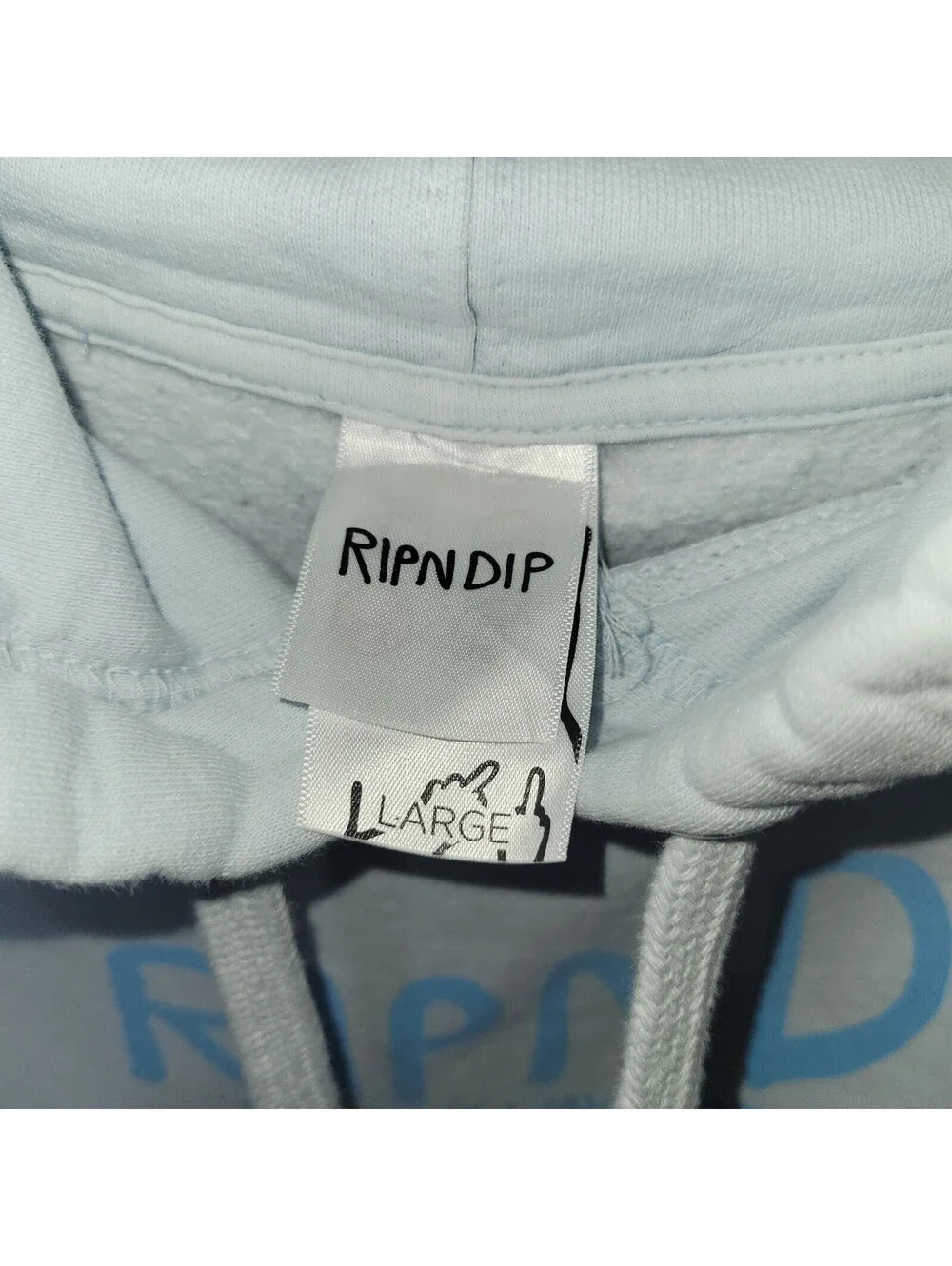 RIPNDIP Lord Nermal Thy Great Wave Hoodie Men's Large Blue Cat Surf